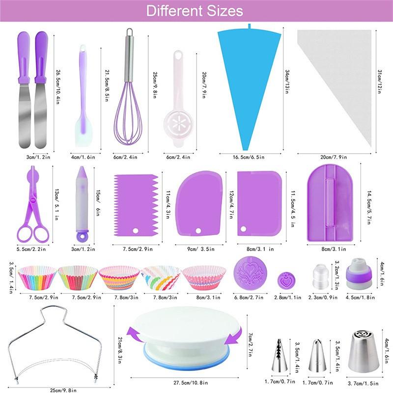 305-Piece Cake Turntable Set With Piping Tips Bags Tools Home Baking Decoration DIY Pastry Kit