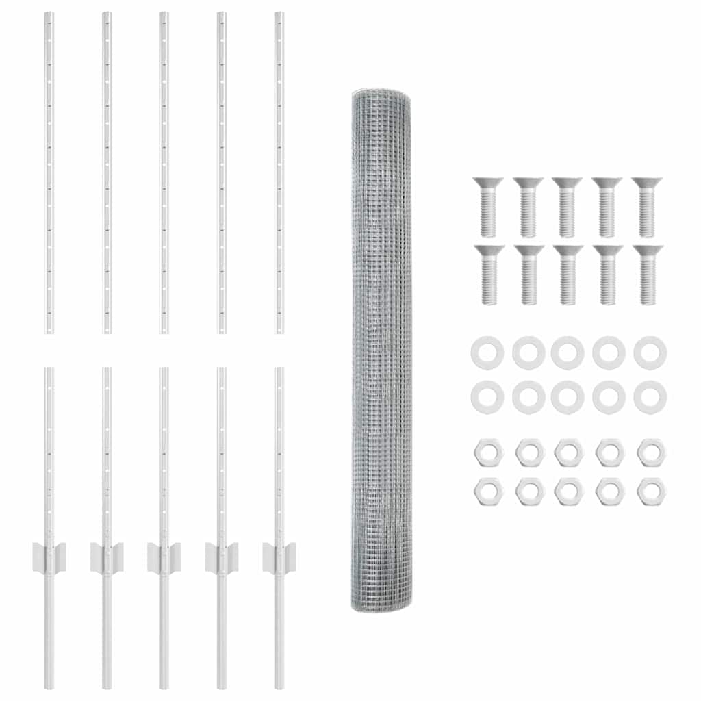 Welded Wire Fence with Posts 10 x 1 m (W x H)