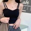 Черный жилет на бретельках, женская верхняя одежда с внутренней накладкой на грудь, красивое нижнее белье для спины, бюстгальтер, встроенный топ-труба, подкладка сверху