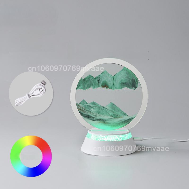 Sandscape Движущийся песок Арт Светодиодная настольная лампа с 7-цветной подсветкой из зыбучего песка 3D песочные часы Прикроватная лампа Офис Домашний декор Подарки