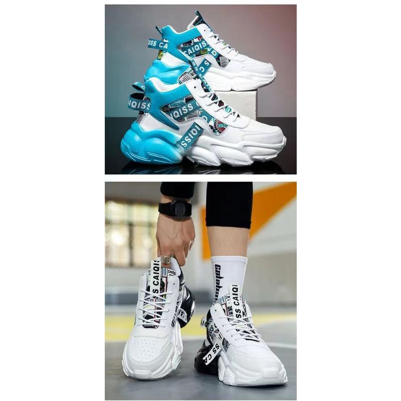 Осенняя мужская обувь Летние кроссовки для баскетбола, спорта и бега для подростков, повседневные высокие кеды на толстой подошве, обувь в стиле папиного прилива