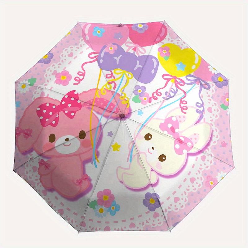 Rilakkuma, Korilakkuma Automatic Open/Close Umbrella-Cute Umbrella with Cute Design, Portable 3-Fold Compact Umbrella for Men & Women, Hallo