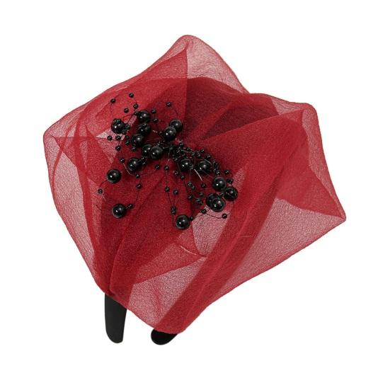 Ретро Повязка на голову Женская Свадебное украшение для головы Бусины Сетка Декор Увеличенная Повязка для волос Французский стиль Выпускной Вечер EMA