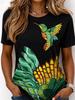 2026 Summer Fashion Women's Short-Sleeve T-Shirt Elegant Floral Print Round-Neck Top Casual-Style Women's Short-Sleeve Shirt