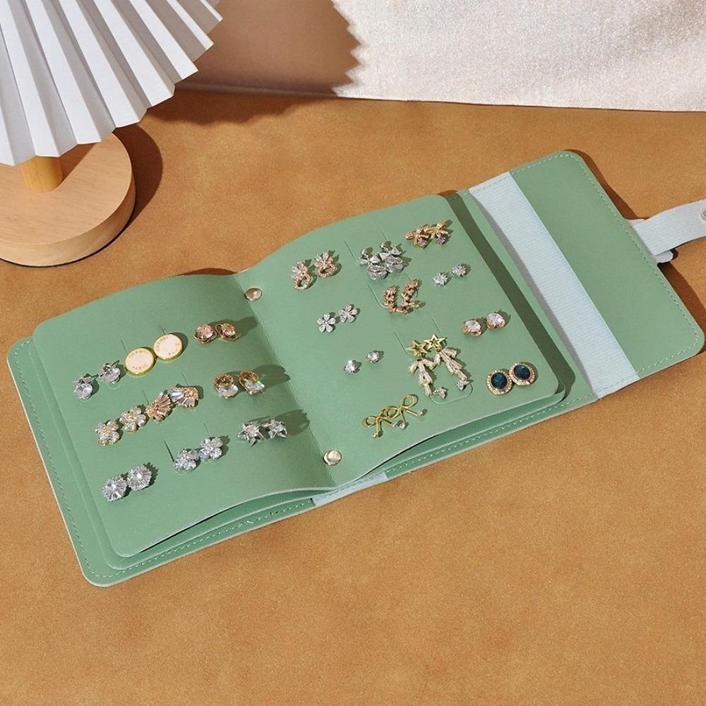 Multifunctional Earring Layered Jewelry Storage Book Leather Foldable Jewelry Rolls Gift
