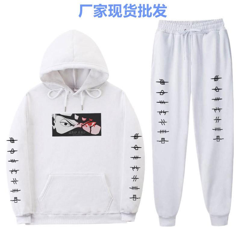 Naruto Kakashi Hooded Fleece Sweatshirt Set Unisex Casual Winter Outfit Long Sleeve Tracksuit