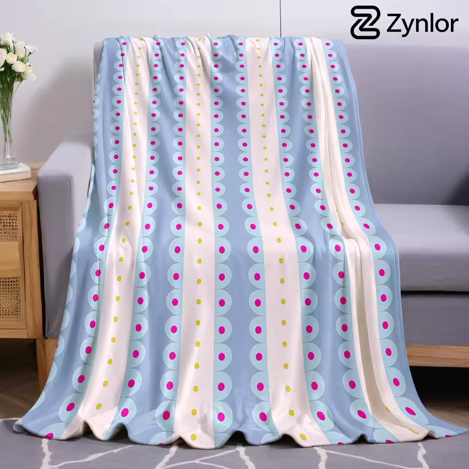 Pink Blue Dot Stripe Ultra Soft Sherpa Fleece Blanket Fluffy Warm Halloween Cozy Throw for Sofa Couch Bedroom Gift All season