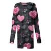 Женский модный повседневный топ с длинным рукавом и круглым вырезом ко Дню святого Валентина с принтом в виде сердца