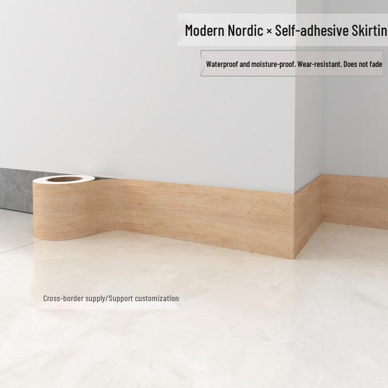 Водонепроницаемая самоклеящаяся наклейка с текстурой дерева для плинтуса и кромочная лента для отделки кромок мебели и декора плинтуса