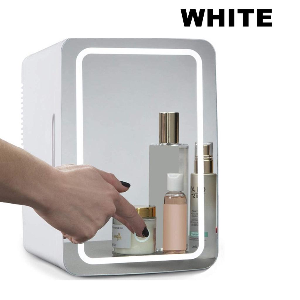 Мини-холодильник для макияжа со светодиодной подсветкой и зеркалом, портативный холодильник для хранения косметики, кулер и подогреватель, морозильник для автомобиля, двойной 48 Вт 8 л