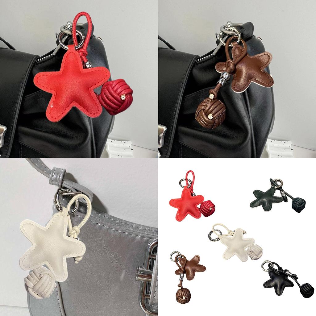 Handcraft Pentagram Keychain Accessory Hanging Pendant Stylish Faux Leather Designing Keyring for Bags and Keys