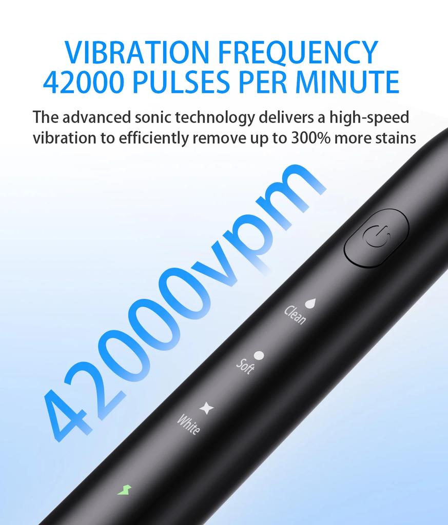 Звуковая электрическая зубная щетка с режимом глубокой чистки, водонепроницаемая IPX7, USB, набор зубных щеток для здоровья зубов и отбеливания для взрослых