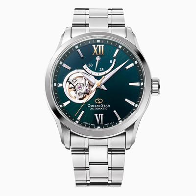 ORIENT STAR Автоматические механические часы Сделано в Японии Внутренняя гарантия Open Heart Green [Orient Star] Полускелетон 2 года Производитель RK-AT0003E