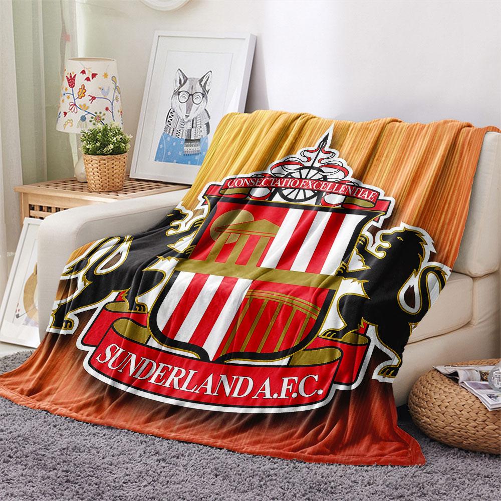 1PC Sunderland Association Football Club Patterned Flannel Blanket Suitable For All Seasons for Home Decor Warmth and Comfort Gifts Holiday Present