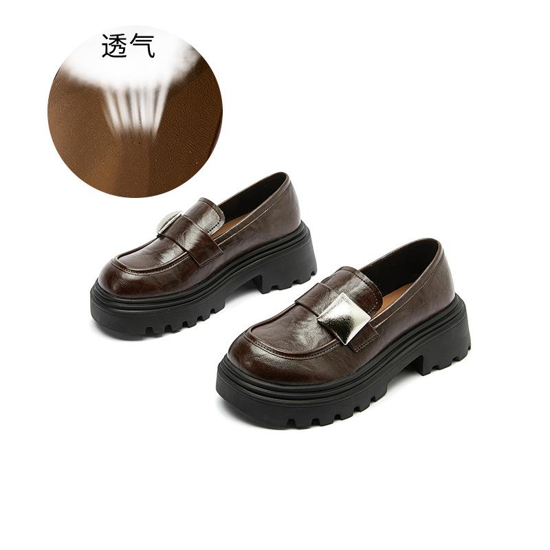 Подошва из пеноматериала, стелька из овчины, осенние новые туфли на толстой подошве из маленькой кожи, универсальные модные одинарные туфли для женщин