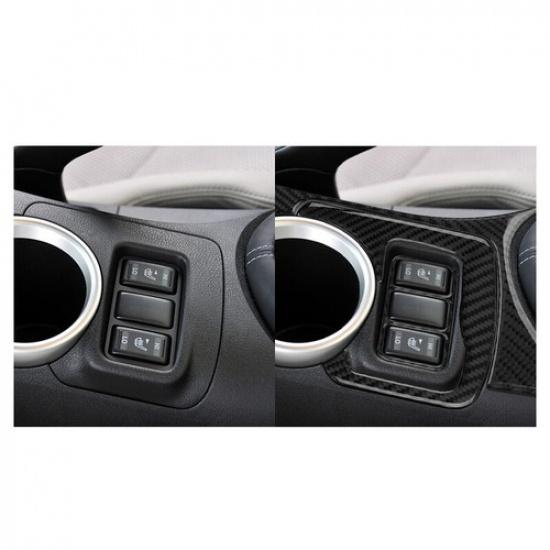 3Pcs For Nissan 370Z 2009- Carbon Fiber Center Console Cup Holder Cover Trim