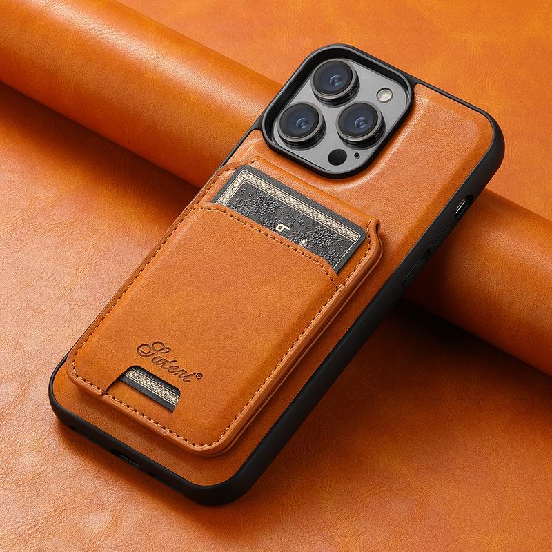 Магнитный чехол для телефона Apple 15promax с визитницей, подходит для iPhone14, противоударный 13, высококачественный кожаный чехол