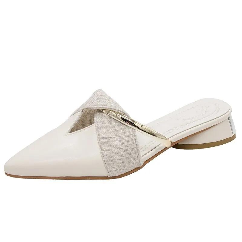 Сандалии с острым носком Дизайнерские Роскошные Женские Шлепанцы Для Улицы Элегантные Одиночные Туфли Мюли Большого Размера Chaussure Femme Zapatos Mujer