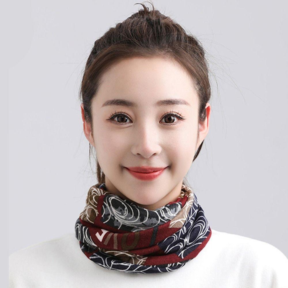 Multi-purpose Women Printed Scarf Casual Warm Face Mask New Twisted Cap