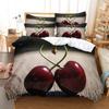 Fruit Duvet Cover Set 3D Print Fresh Lemon Orange Strawberry Cherry King Queen for Kids Boys Girls Teens Polyester Bedding Set