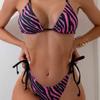 2025 Zebra Stripe Halter Bikini Three-Piece Swimsuit