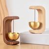 Magnetic Brass Shopkeepers Bell Solid Wood Suction Door Type Wind Chime C-Shaped Door Chime No Drill Installation for Metal Doors Housewarming Gift
