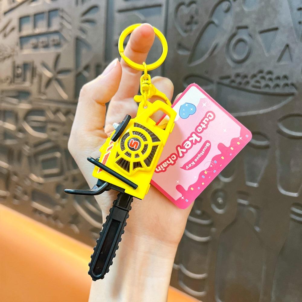 Realistic Simulation Electric Saw Keychain Plastic Logging Saw Toy Gift Key Decor