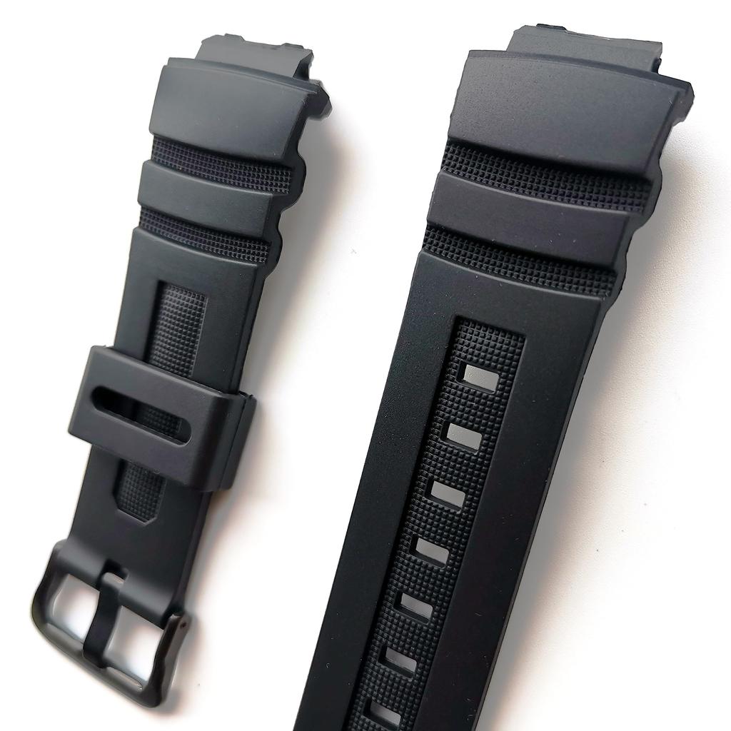 Совместимый резиновый ремешок для часов для и включает инструмент AW-590, AW-591, AWG-M100 часов, (Черная пряжка)