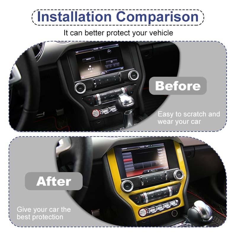 Car Central Control Navigation Panel Decorative Cover Stickers Fit For Ford Mustang 2015 Up ABS Interior Accessories