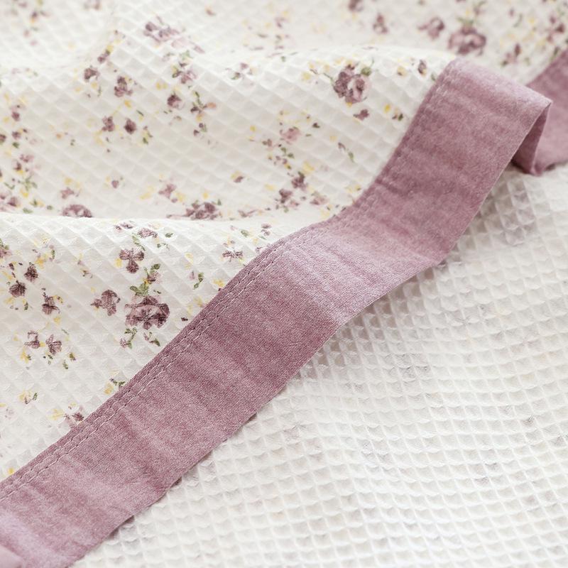 Вафельное одеяло из чистого хлопка с цветочным рисунком - Летнее прохладное одеяло для односпальных и двуспальных кроватей