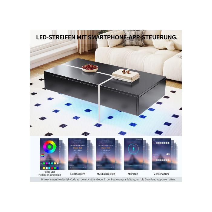 Table basse brillante, structure en blocs de couleur noir et blanc, mobilier décontracté, 100*50*34.5 cm