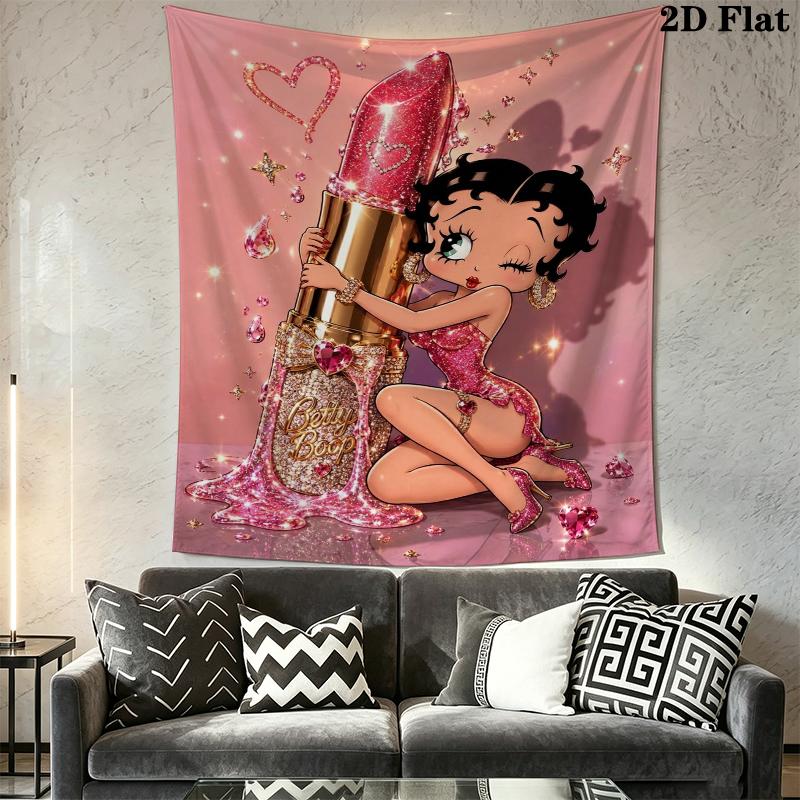 betty boop Wall Tapestry Aesthetic Wall Hanging Printed Fabric Blanket Decorative Tapestries for Bedroom Living Room Home Decor