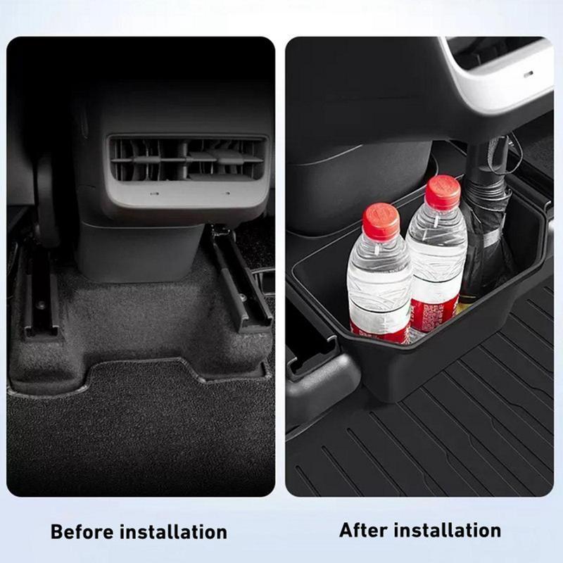 Ящик для хранения в задней центральной консоли для Tesla Model Y 2024 2024, органайзер из термопластичного эластомера с крышкой, мусорное ведро под сиденьем, автомобильный органайзер