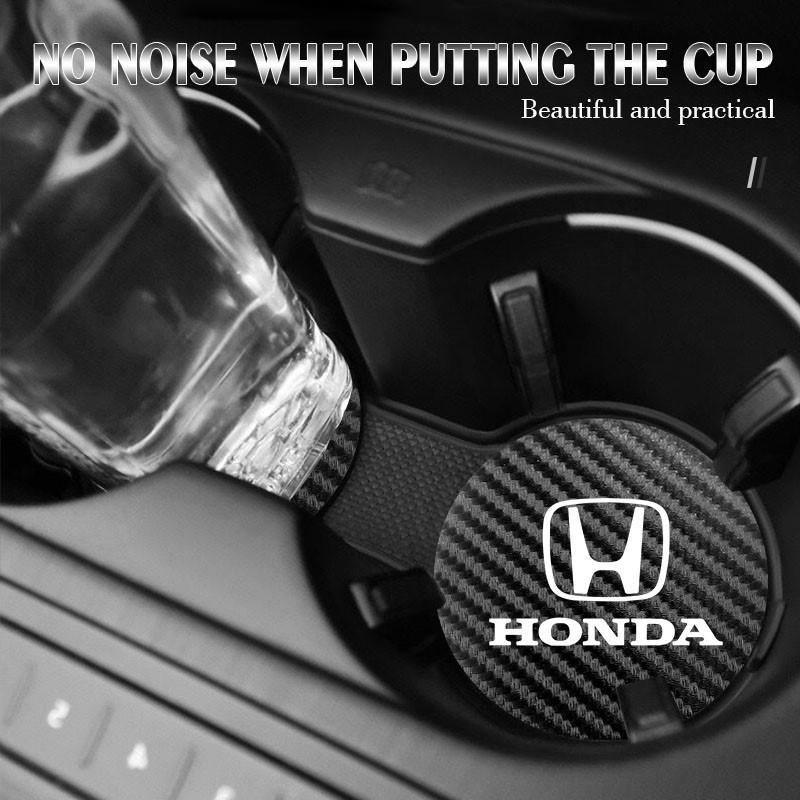 RFKNG1 2Pcs Leather Coaster Anti-noise Water Cup Pad Cushion For Honda Civic Accord Jazz Fit CRV Odyssey City Pilot Vezel Prelude Insig
