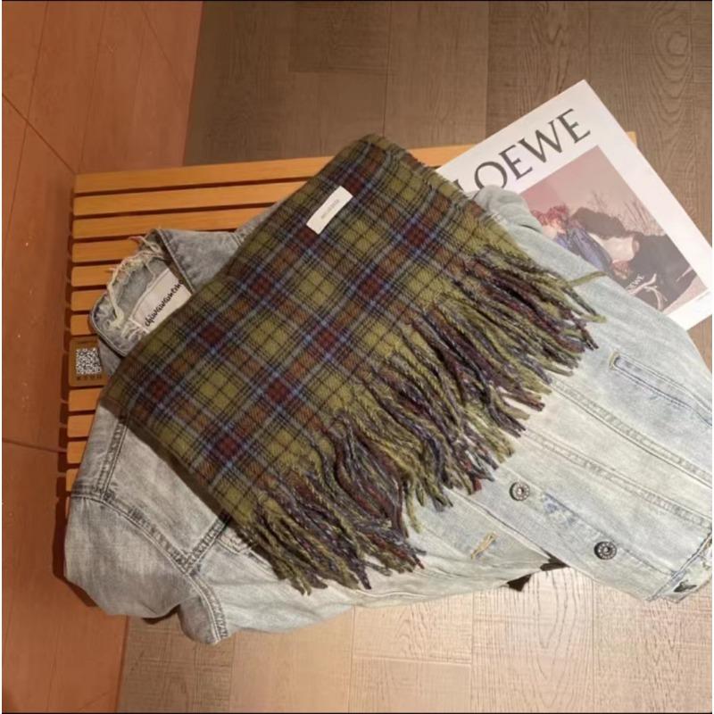 Autumn And Winter Cashmere Green Plaid Scarf Winter Women'S High Sense Versatile Warm Shawl Scarf Tide