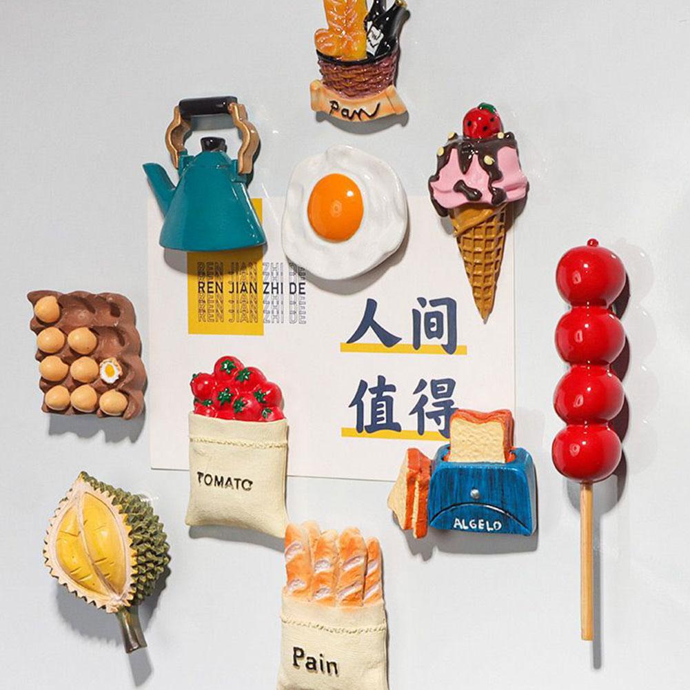 Магниты на холодильник с имитацией еды Магнитные наклейки на холодильник Смола Яйцо 3D Забавная имитационная модель еды Домашний декор Nordic Ins