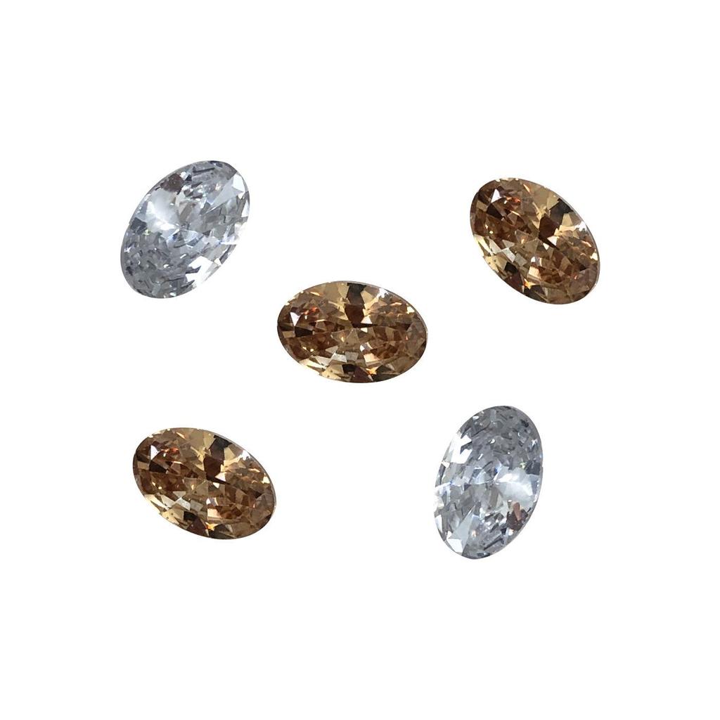 Элегантные камни для нейл-арта из циркония: Сверкающие белые и шампанские бриллианты неправильной овальной формы