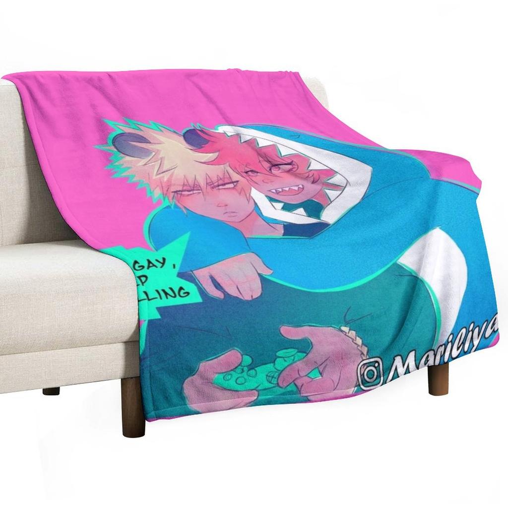 PINK - Kiribaku Throw Blanket wednesday Single Plaid Quilt Blankets