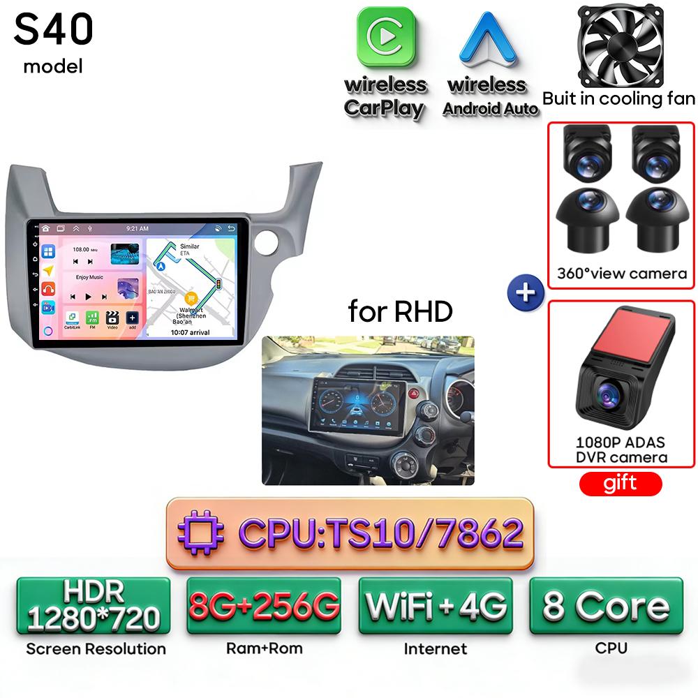 Android 16 pour Honda Jazz 2 GG 2008 - 2014 Fit 2 GE GP GE 2007 - 2014 Autoradio Lecteur multimédia vidéo GPS Navigation CarPlay