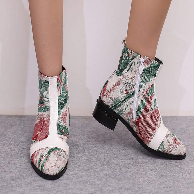 Krazing Pot Полиуретановые осенне-зимние туфли 47 размера 48 размера 49 размера 50 смешанные цвета сексуальные ботинки с круглым носком на молнии сохраняющие тепло ботильоны