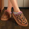 Мода 2024 года, модная зимняя обувь с леопардовым принтом, женские удобные теплые плюшевые зимние ботинки, женские туфли больших размеров на плоской подошве из хлопка