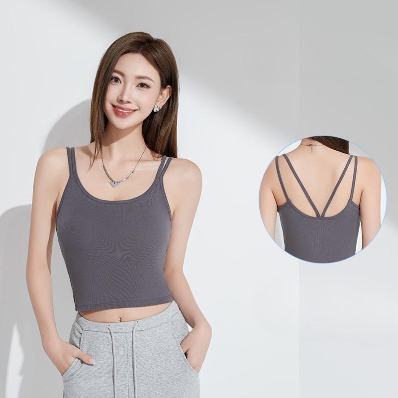 Женская одежда летом — это топ-халтер из чистого хлопка с подкладкой для груди и цельный топ-бюстгальтер.