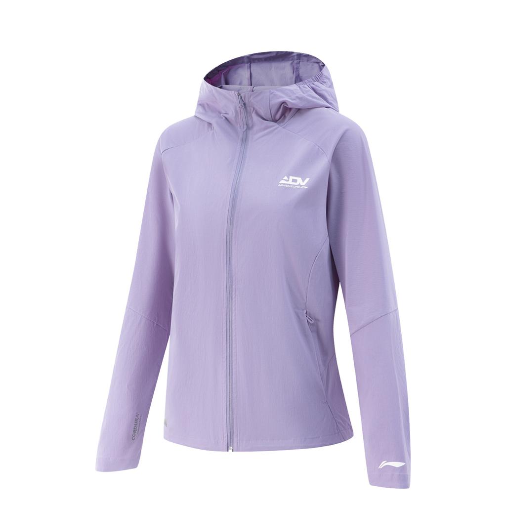 Li-Ning Беговая серия Письмо Молния Толстовка с капюшоном Универсальный Повседневный Кардиган Куртка Женские куртки Авиационно-фиолетовый AFYV002-4