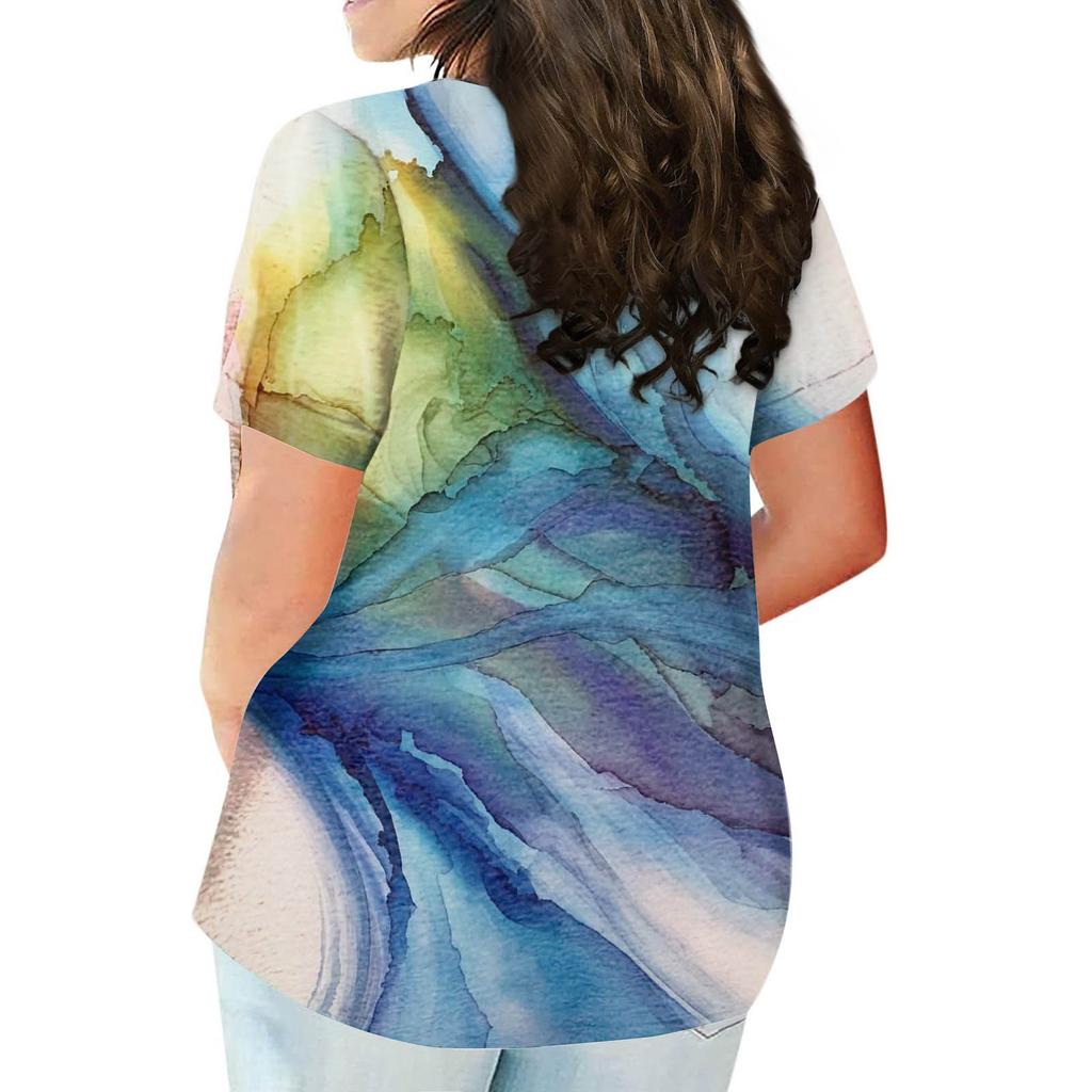 Женская рубашка с коротким рукавом, круглый вырез, футболка больших размеров, повседневные топы с принтом