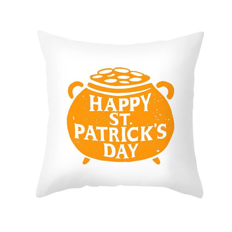 St. Patrick's Day Pillow Cover Nordic Green Four-leaf Clover Sofa Cushion Cover Peach Skin Pillow Cover