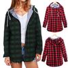 Women's Plaid Hooded CardiganLong Sleeve Jacket Blouse