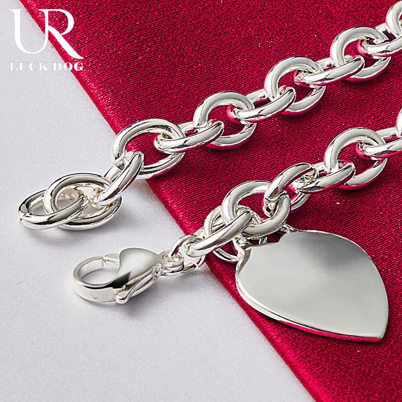 Браслет с подвеской в форме сердца из стерлингового серебра 925 пробы, модные свадебные украшения