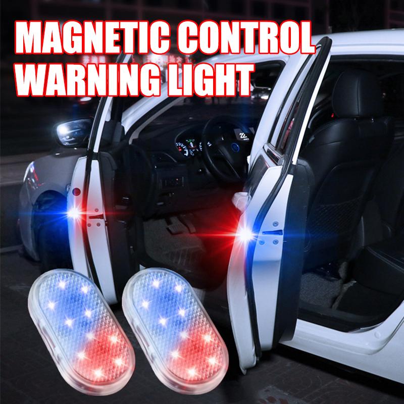 Светодиодный стробоскоп для предотвращения столкновений, красный/синий, безопасный, без проводов, индукционное украшение двери автомобиля, сигнальная лампа против хвоста