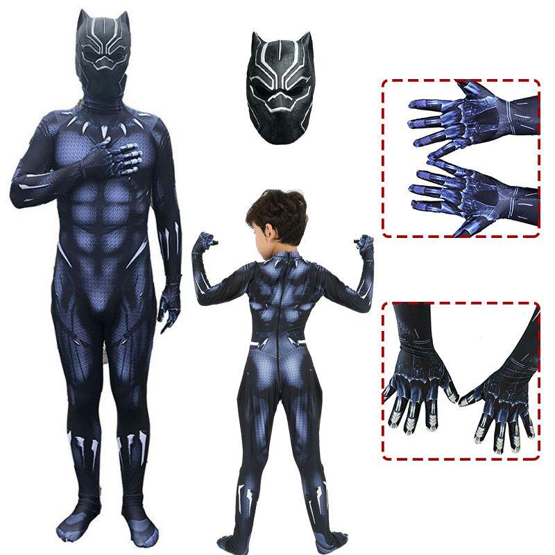 Premium Quality Black Panther Superhero Cosplay Jumpsuit For Adults And Kids