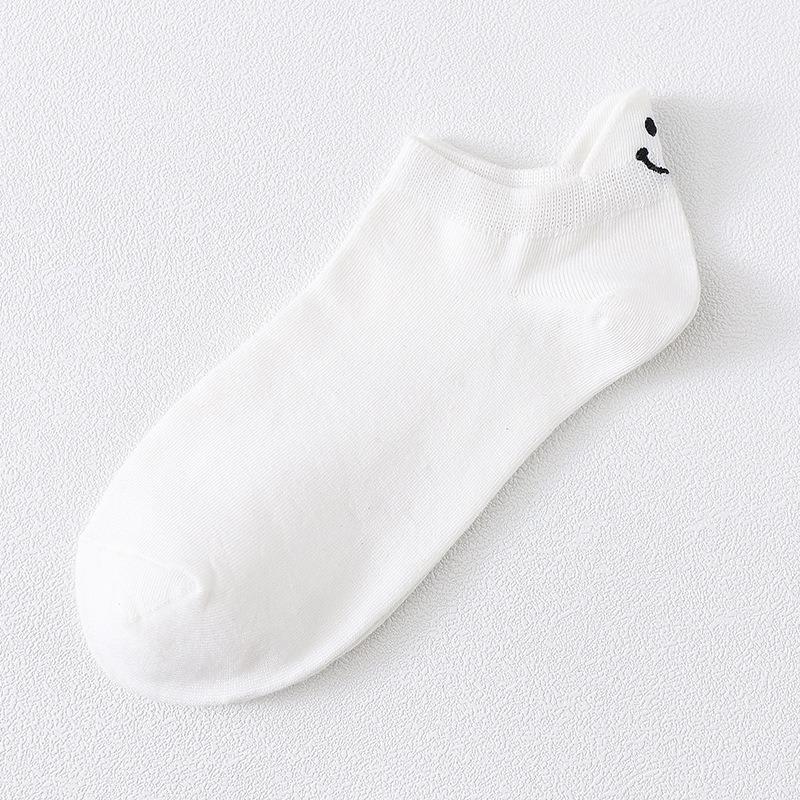 Новые женские веселые носки с мультяшным смайликом, милые вышитые носки до щиколотки, забавные носки для девочек, хлопковые носки